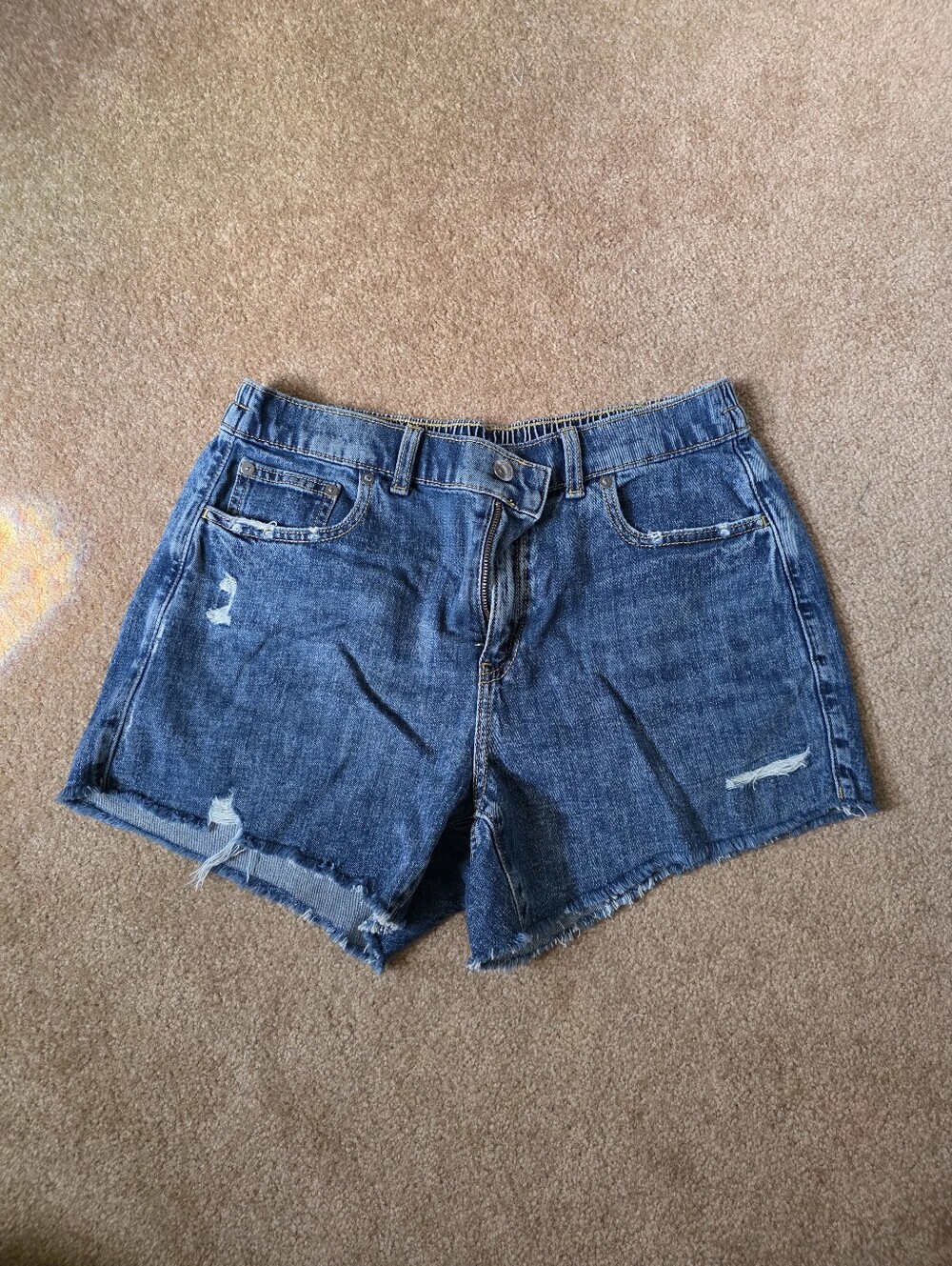 Aerie Women's Distressed Denim Shorts - Blue